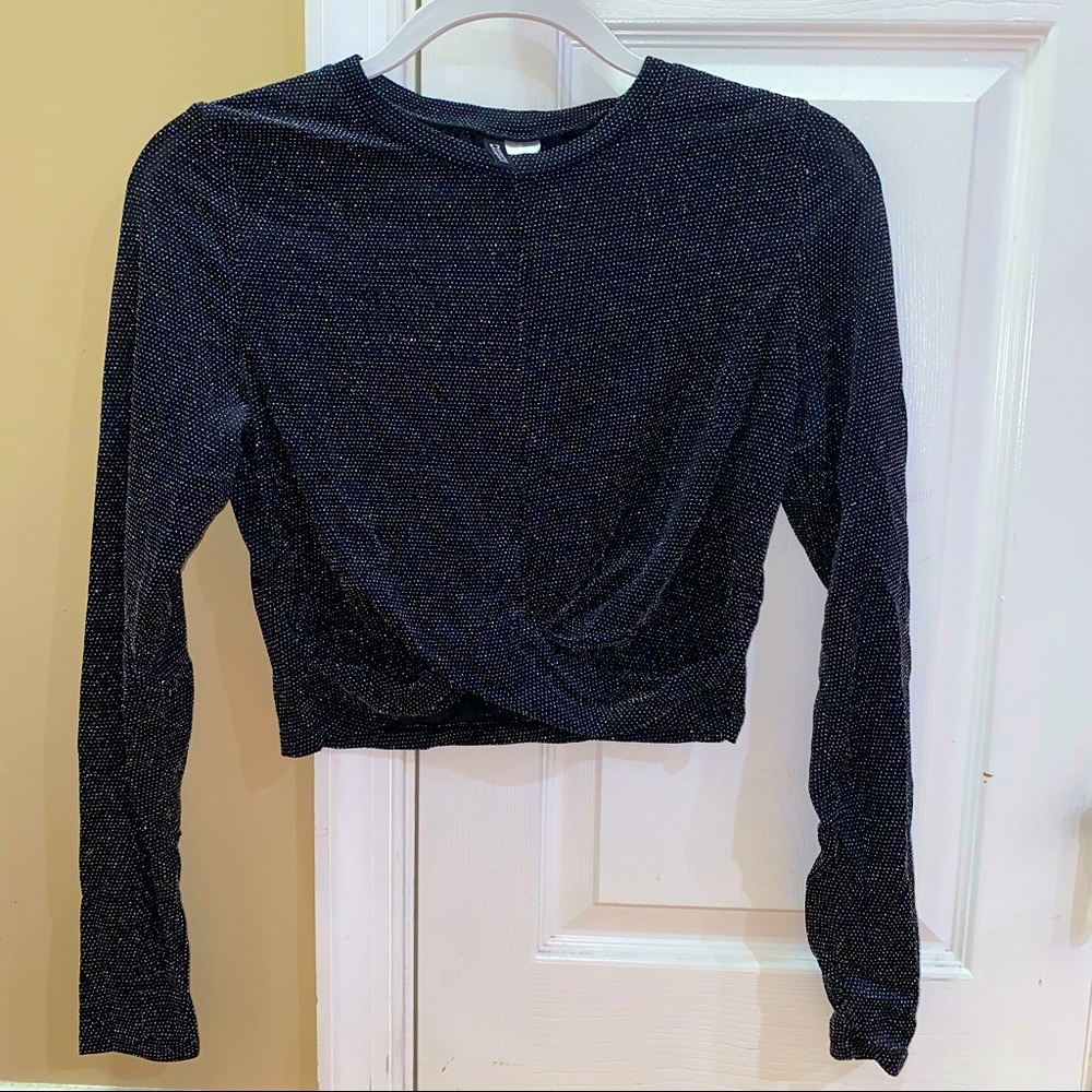 Sparkly long sleeve crop top